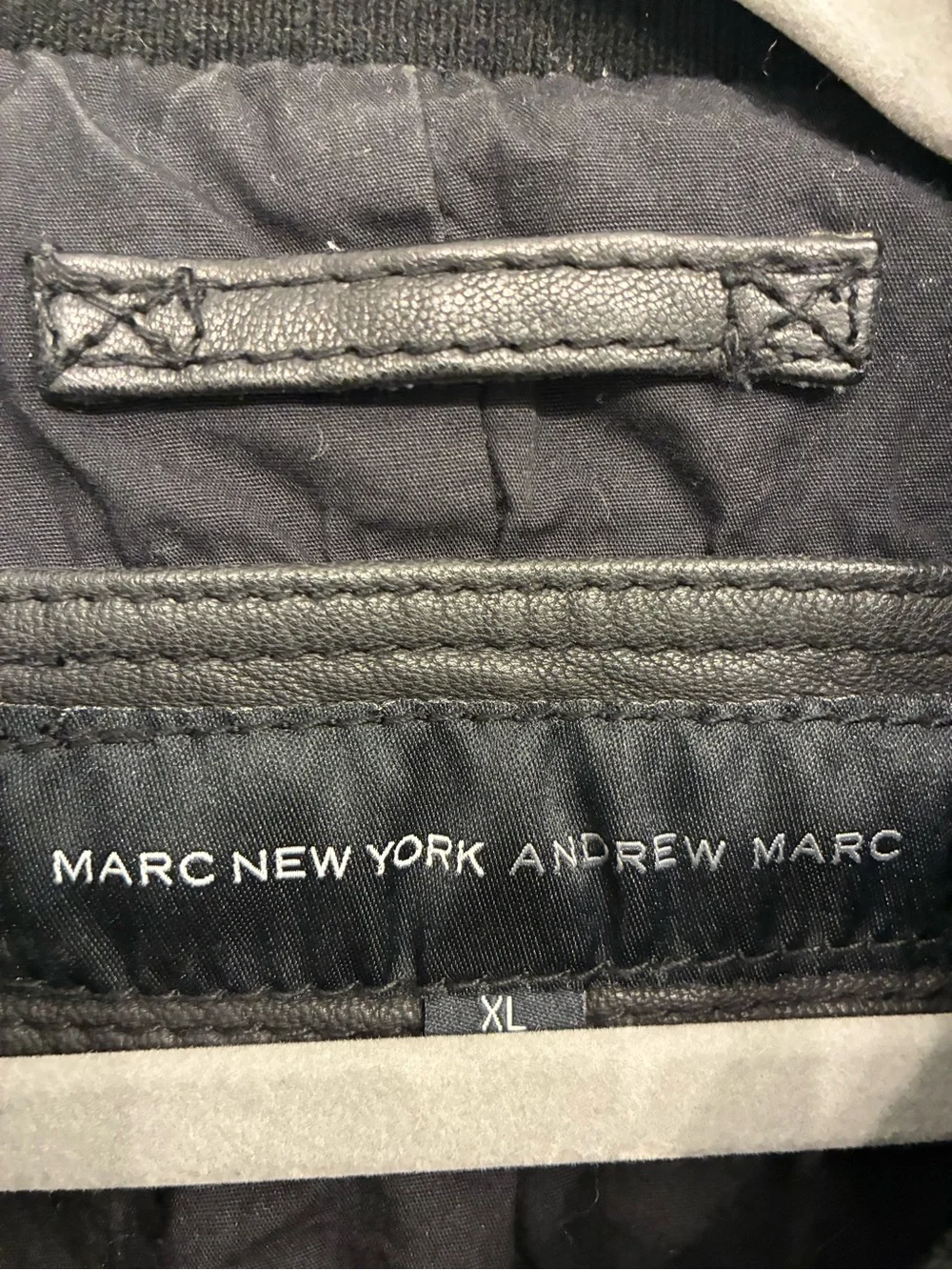 Marc NY Black Perforated Leather Bomber Jacket